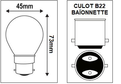 Lot De 4 Ampoules Sphériques B22 – 25W – Claire – Type Incandescent – Occasion